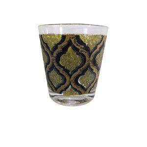 Starlyte Black & avacado green Moroccan low ball whiskey glass 3 1/2 inch